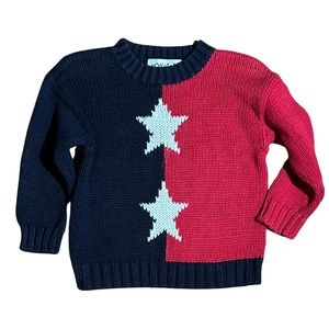 VINTAGE Polkatots Baby Boy’s Blue Red Knit Pullover Winter Sweater 2T Casual